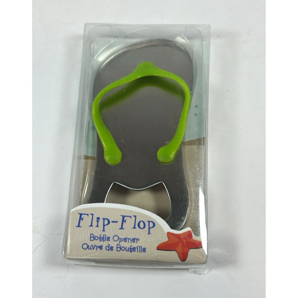 Beach Theme Handheld Bottle Opener Silver/Green Metal & Plastic, Gift Box